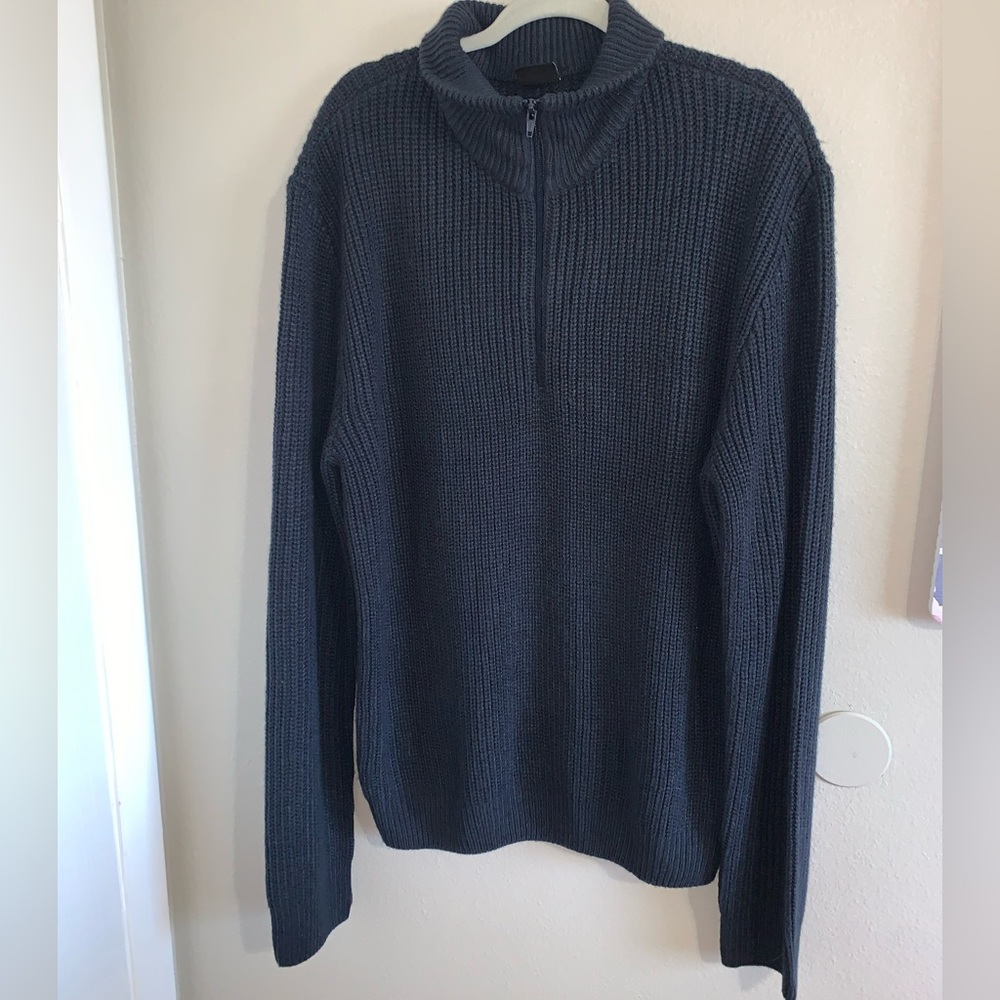 Brandit Men’s Navy Blue quarter zip sweater thick knit Men’s sweater XXL